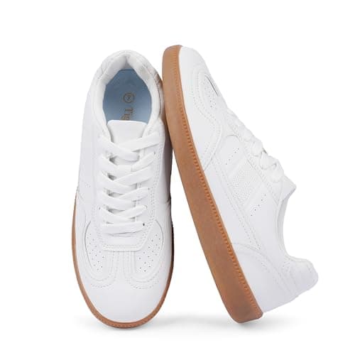 Tigeridea Fashion Sneakers for Women White Flat Womens Dressy Shoes Comfortable Tennis Womens Sneakers Lace up Womens Causal Shoes Size 6.5 - Thumbnail 6