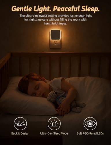 Sujeet Plug-in LED Night Light with Motion Sensor & Dusk to Dawn, 3 Color Temperatures (1800K/2700K/5700K), 5 Preset Brightness Levels, Backlit Design, 1-80LM Dimmable for Kids Bedroom, Hallway 4 Pack - Thumbnail 6