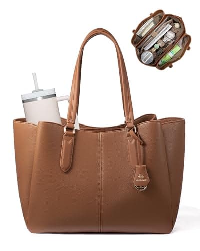 LOVEVOOK Laptop Tote Bag for Women 15.6 In Work Bags with Triple Compartments Large Faux Leather Computer Office Briefcase