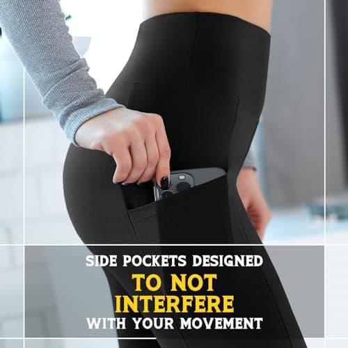 Walifrey Leggings with Pockets for Women, High Waisted Buttery Soft Womens Leggings for Gym Yoga Workout (Black SM) - Thumbnail 5