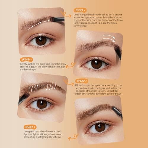 QIC Eyebrow Pomade Kit for Women, Long-Lasting Waterproof Dual-Color Brow Makeup with Dual-Ended Brush for Natural-Looking Eyebrows (Light Brown + Dark Brown) - Thumbnail 3