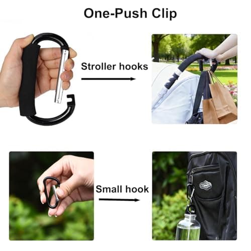 Stroller Hooks for Hanging Bags and Shopping Hanging Purses, Large Stroller Accessories Multifunctional Stroller Hook Organizer for Travel Car Seats, - Thumbnail 2