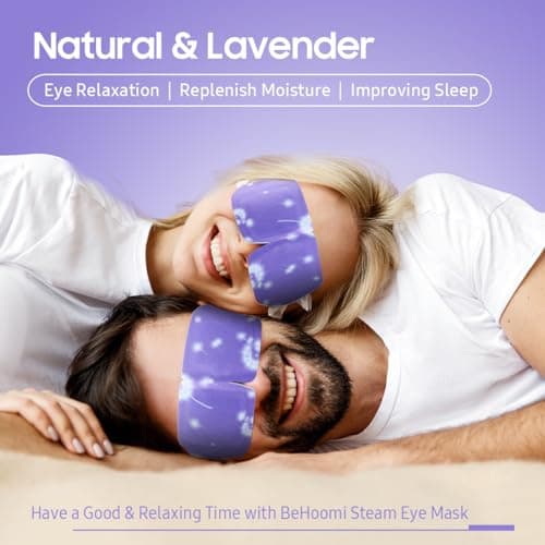 BeHoomi 20Packs Steam Eye Mask, Heated Eye Mask Warm Compress for Eyes, Disposable Self Heating Steam Mask for Sleep, Spa, Travel Essentials, Relaxation Gifts for Women, Mothers Day Gifts (Lavender) - Thumbnail 2