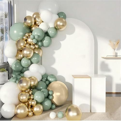 Spring Balloon Garland Arch Kit 160Pcs Sage Green White and Gold Latex Balloons for Baby in Bloom Baby Shower Woodland Jungle Safari Wedding Birthday Party Decoration - Thumbnail 3