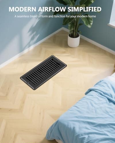 4x10 Floor Regsiter Vent Covers for Home Floor Wall Ceiling - Black with Screws for Easy Installation - Heavy Duty Steel Walkable Finish for Quiet Adjustable Air Vent Cover 4‘’ x 10‘’- 5 Pack - Thumbnail 3