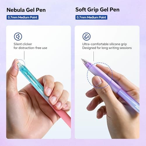 WRITECH Gel Ink Pens Journaling: Aurora Wonderland Pen Set, Gradient Barrels Black Ink Pens Pastel Highlighters Brush Markers, No Bleed Smooth Writing Drawing Gift for Friends 12ct - Thumbnail 5