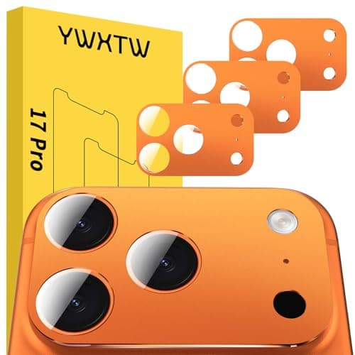 YWXTW [0 Bubbles for iPhone 17 Pro Camera Lens Protector, Full Coverage Tempered Glass Lens Screen Protector for iPhone 17 Pro Accessories, Case Friendly, HD Clear, 3 Pack (Cosmic Orange) - Image 1