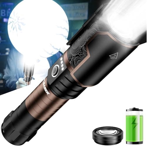 VOLISABER 5000 Lumens Rechargeable Flashlight, Tactical LED Flashlight High Lumens with Ignition Lens, 6 Modes Zoomable Waterproof Flash Light for Camping Emergency & Outdoor Adventure - Image 1