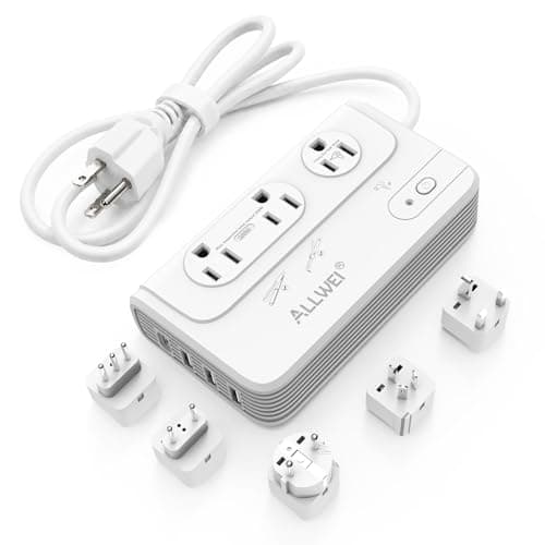 ALLWEI 2000W Travel Voltage Converter for Hair Dryer & 200W Convert 220V to 110V for Curling Iron, Straightener, Chargers, with 3 AC 1 USBC 3 USBA Ports, Travel Plug Adapter withType C, E/F, G, I, L