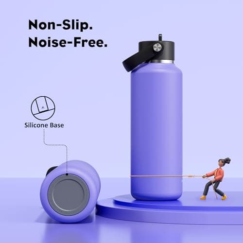 POWCAN 18oz Travel Water Bottle: Standard Mouth, Leakproof, BPA-Free, Easy Hold Handle, Insulated Stainless Steel Thermos with Straw for Teens, School, Outdoors, Running, Camping, Gym (Violet's Tale) - Thumbnail 6