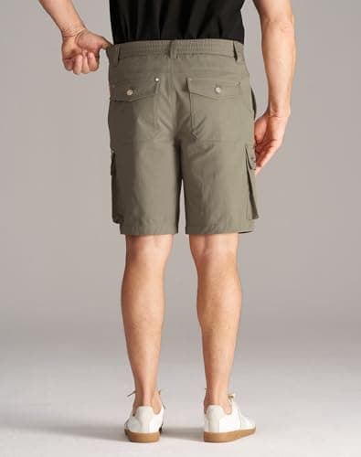 CHRONOLINE Men's Work Shorts Regular Fit Midweight Cotton Twill Cargo Shorts for Men Outdoor Shorts with Pocket, Olive Gray, 40 - Thumbnail 4