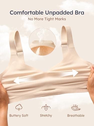 Cuteio Jelly Unlined Bras for Women - Non Padded Seamless Wireless Comfortable Bra No Underwire Supportive Tshirt Everyday Bralette No Padding Nude M - Thumbnail 2