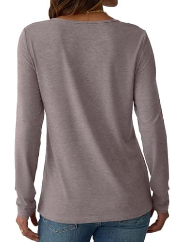 NORACORA Long Sleeve Shirts for Women Spring Fall Fashion Tops 2025 Dressy Casual Blouses Trendy Pleated Tunic Outfits Loose Fit Tee Tshirts Gray Purple XXL - Thumbnail 5