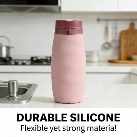 20oz (580ml) Collapsible Water Bottle, Leak-Proof BPA-Free Silicone Bottle, Ultra-Portable Foldable Design, Wide Mouth with Carry Strap, Ideal for Eco-Conscious Travelers, Hikers & Commuters - Thumbnail 3