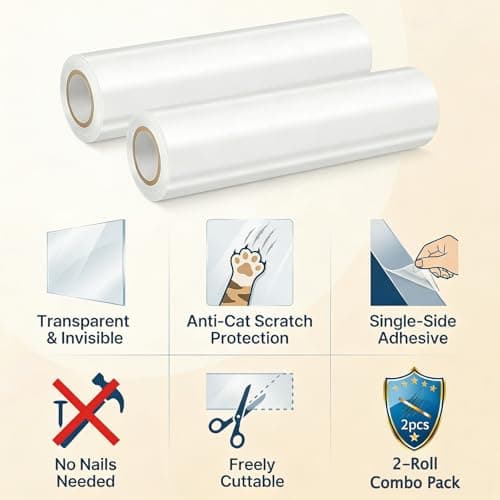 2 Pack Anti-Cat Scratch Furniture Protector, Single-Sided Sticky Couch Protector for Cats Claws,Cat Scratch Furniture Protector,Cat Scratch Furniture Door Protector for Sofa Tables (196.85" x 11.81") - Thumbnail 4