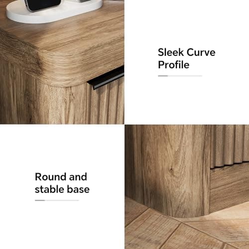FUSUNBAO Fluted Night Stand with Charging Station,3 Drawers Large End Table with Storage,Natural Nightstand Wood Bedside Tables,Farmhouse Cabinet Dresser for Bedroom,Sofa Table (1, Grey Alder) - Thumbnail 6