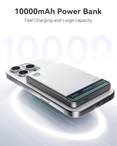 Kuulaa for MagSafe Battery Pack 10000mAh, Alloy Type C 20W Ultra Slim Wireless Portable Phone Charger with USB-C Cable, 0.51in Magnetic Power Bank for iPhone 16/15/14/13/12 (Silver) - Thumbnail 2
