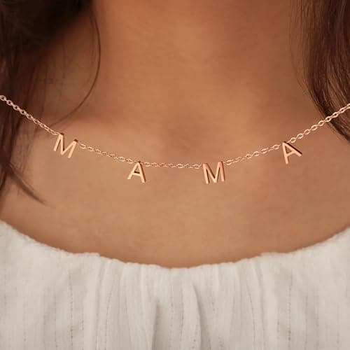 Mothers Day Gifts for Mom, for Wife - 14K Gold Mama Necklace- First Mothers Day Gifts for New Mom - Hypoallergenic, Water-Resistant & Tarnish-Free - Momma Necklace for Women - For Mother to Be - Thumbnail 3