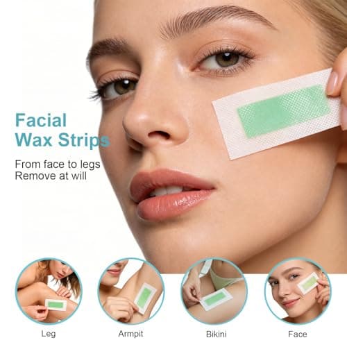 Waxfans Wax Strips for Hair Removal, 52 Counts Facial Wax Strips for Face,Eyebrow,Body,Bikini, Easy at Home Waxing Kit for Women with Sensitive Skin（Blue） - Thumbnail 3