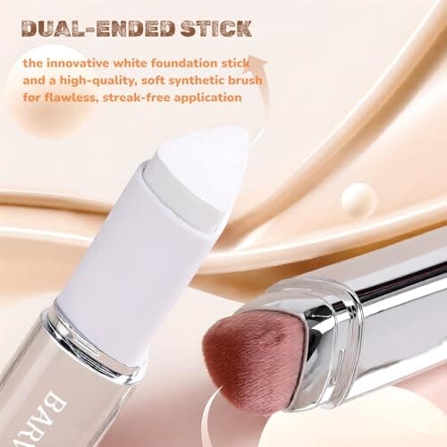 BARVENA Color Changing Foundation Stick with Brush, 1 Fl Oz, Full Coverage Self-Adjusting Makeup for Mature Skin, Gym, Office and Travel Deep Skin Tone - Thumbnail 2