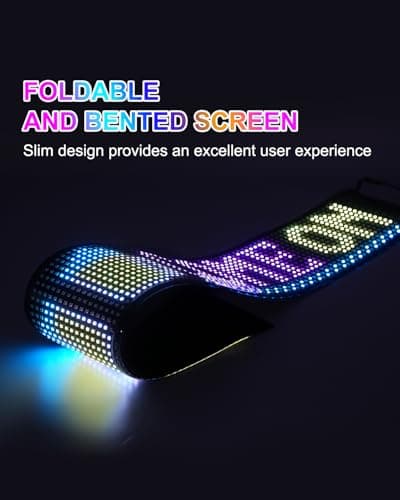 wooaismart Programmable LED Scrolling Sign - Full Color Display Board with Bluetooth APP Control - Custom Text & GIF Patterns - Perfect for Business Advertising & Car Displays (Full Color, 23" x 5") - Thumbnail 2