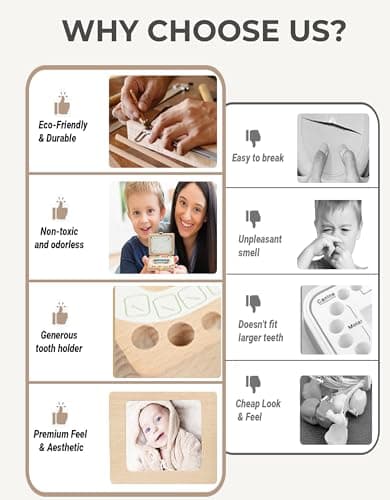 Tooth Fairy Tooth Holder, Handcrafted Natural Wood Storage Box with Fairy Gold Coin, Ideal for Baby Teeth Umbilical Cord Lanugo, Odorless Non-Toxic Keepsake Organizer for Lost Teeth (Large) - Thumbnail 6