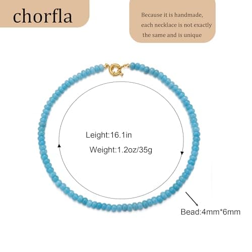 chorfla Beaded Gemstone Necklaces for Women, Bohemian Colored Choker Natural Stone Bead Decoration Summer Beach Handmade Jewelry Necklace - Thumbnail 2