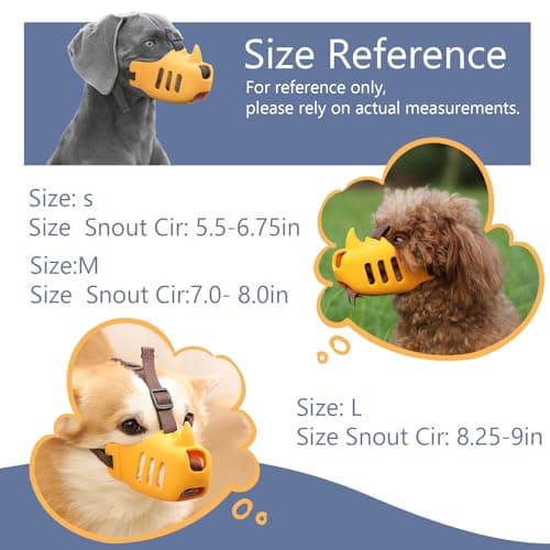 NACOCO Anti Bite Dog Muzzle - Dog Soft Mouth Rhino with Adjustable Strap Covers Breathable Silicone Cage Pet for Biting Chewing Small Medium (Yellow Rhino, S) - Thumbnail 3