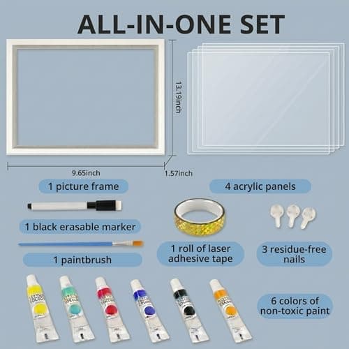 Hzorille Family Handprint Kit, Landscape 3D Floating Keepsake Frame, Non-Toxic Paint, Baby Shower & New Parents Gift (White Vertical) - Thumbnail 3