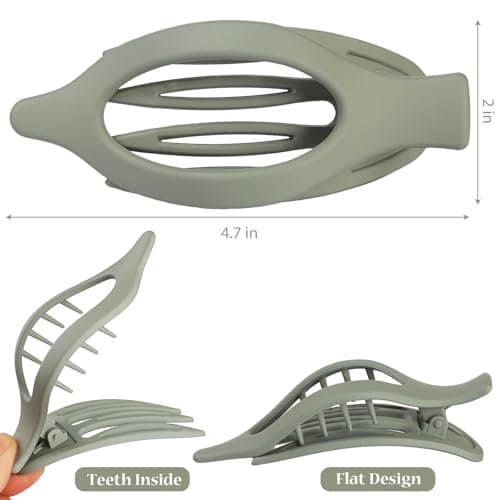 Flat Hair Clip 6 pcs Lay Down Claw Clips Hair Accessories for Women -Basic - Thumbnail 3
