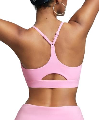 BRXL Womens Sports Bras Low Impact Padded Sports Bra Y Back Sport Bras Adjustable Straps Pink Sports Bra Pink XL - Image 1