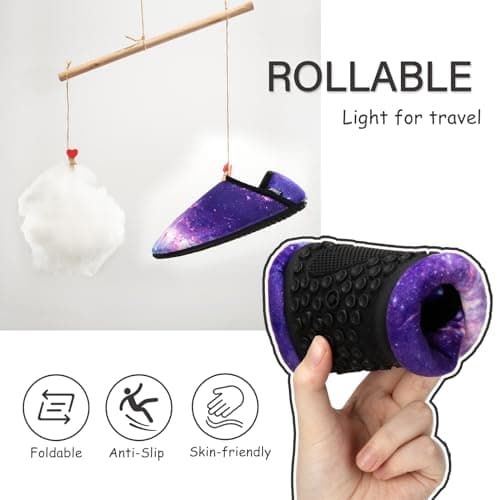 ATHMILE House Slippers for Women Men Indoor Barefoot Slippers Socks Furry Slip on House Shoes Cozy Comfy for Home Bedroom Travel Yoga Women 8-8.5 Purple Star - Thumbnail 5