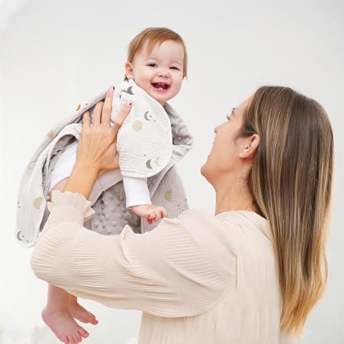 Susurration Baby Blanket for Unisex Boys Girls, Soft Nursery Minky Blanket with Muslin Cotton Front and Dotted Fleece Back, Receiving Blanket for Baby Newborn Infant, 30x40inch - Thumbnail 3
