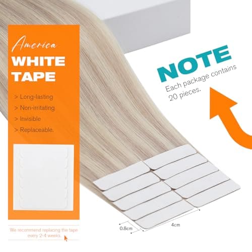 Sunny Hair Tape in Hair Extensions Human Hair, Blonde Highlight Bleach Blonde Tape ins Extensions for Women, 12 Inch 20Pcs 30g, Easy to Install Remy Human Hair - Thumbnail 3