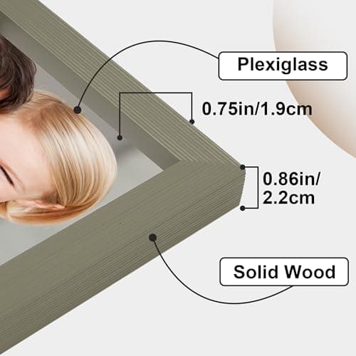 WTAQR Picture Frames,6x8 picture frame Set of 2,Picture Frame with HD Plexiglass,Display Pictures 5x7 with Mat or 6x8 Without Mat,Vertical and Horizontal Wall Hanging Photo Frame,Gray Frame - Thumbnail 5