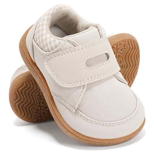 STQ KIDS Toddler Wide Toe Box Boys Girls Shoes Barefoot Shoe Kids Walking Sneakers Non-Slip Lightweight Comfortable First Walking Tennis Outdoor Activities Beige White Toddler Size 7 - Image 1