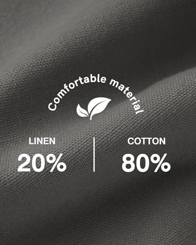 ZKMAN Men's Cotton Linen Shorts Elastic Waist Drawstring Casual Shorts Lightweight Summer Vacation Beach Shorts with Pockets(Dark Gray S) - Thumbnail 5