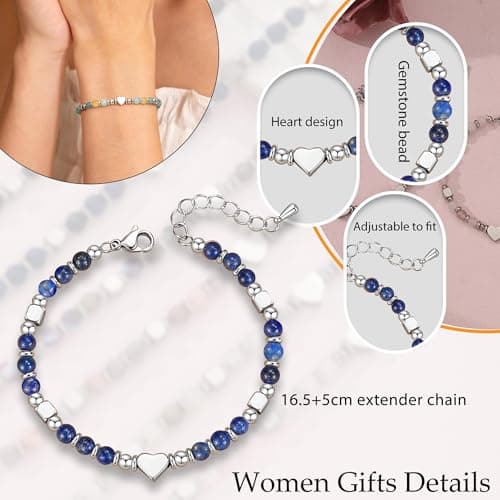 Btysun Christmas Gift for Daughter, Daughter Gifts Beaded Bracelets for Women Christmas Bracelets Gemstone Bracelet Trendy Stuff Stocking Stuffers for Women - Thumbnail 4