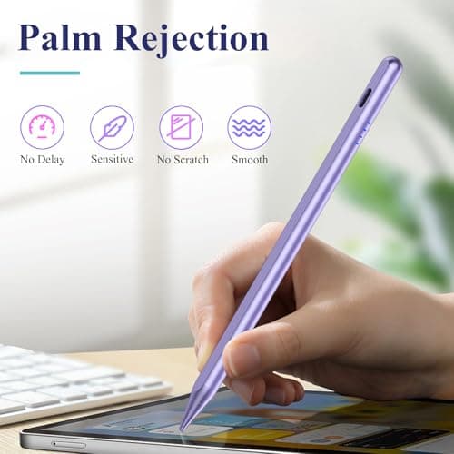 Kenkor Stylus Pen for iPad 9&10&11th(A16) Generation 2018-2025 with Palm Rejection, Tilt, Digital Pencil for Apple iPad 6/7/8/9/10/11th(A16), Pro 11"/12.9"/13”/M4, Air 3/4/5th/M2/M3, Mini 5/6th-Purple - Thumbnail 6