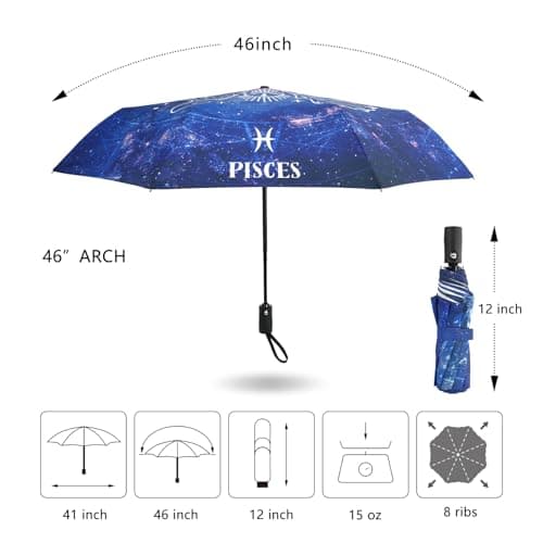 Natuquebrela Rain Umbrella Portable Windproof - Lightweight Compact Backpack Umbrellas Galaxy Astrology Gift Cute Large Auto Open Close Umbrella for Girls - Thumbnail 2