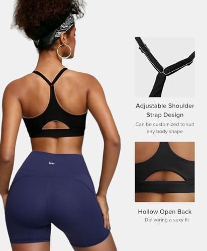 BRXL Women's Sports Bras Padded Black Sports Bra Adjustable Straps Low Impact Sports Bra Y Back Sport Bras Black M - Thumbnail 2