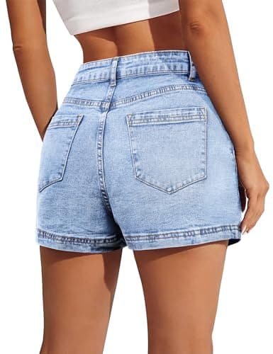 BISUAL Denim Skort for Women High Waist Mini Denim Skirt Casual Stretch Women Jean Skirt with Pockets - Thumbnail 4