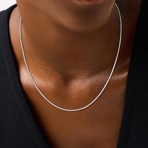 Goldegg Silver Chain for Women, 925 Sterling Silver Chain Dainty 1mm Silver Box Chain Necklace for Women(18 Inches) - Thumbnail 2