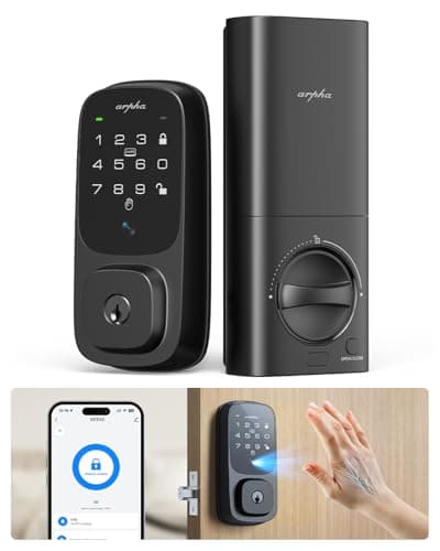 ARPHA Keyless Entry Door Lock, Palmar Vein Recognition Deadbolt with Handleset for Front Door, Built-in WiFi, Amazon Alexa, Google Assistant, App-Control, Voice Control, NFC (No Handle) - Image 1