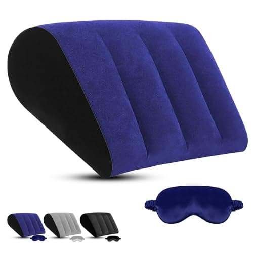 Inflatable Wedge Pillow for Traveling - Portable Bed Wedge Cushion for Feet Elevation,Back,Knee Support & Acid Reflux Relief,Wedge Pillows with Eye Mask for Sleeping,Seniors,Snoring on Chair,Sofa Use