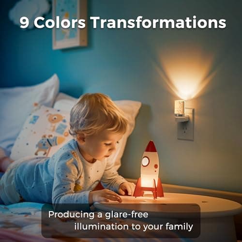 L LOHAS LED Night Light, Night Lights Plug into Wall, Color Changing Nightlight RGB with Dusk to Dawn Sensor, for Halloween, Christmas, Holiday, Hallway Bedroom Kids Room, 2 Pack - Thumbnail 4