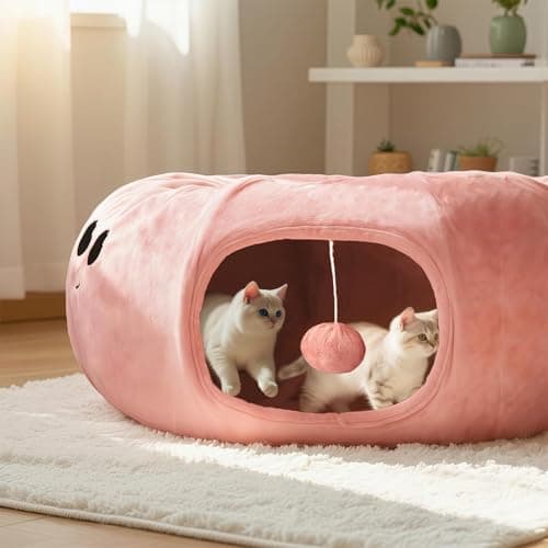 VIEFIN Cat Tunnel Bed with 20 Cat Toys, Collapsible Play Tunnel for Indoor Cats, Kitten Toys for Indoor Kittens, Octopus Shaped - Thumbnail 3