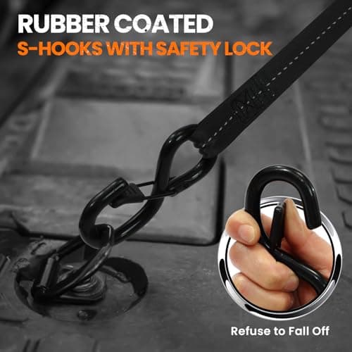 Retractable Ratchet Straps (4 PK) 1 in x 12 ft Auto Retract Tie Down Straps, 1500lb Break Strength AutoRetract Self Retracting for Motorcycle, Truck, Cargo, Trailer, ATV, UTV -Black - Thumbnail 3