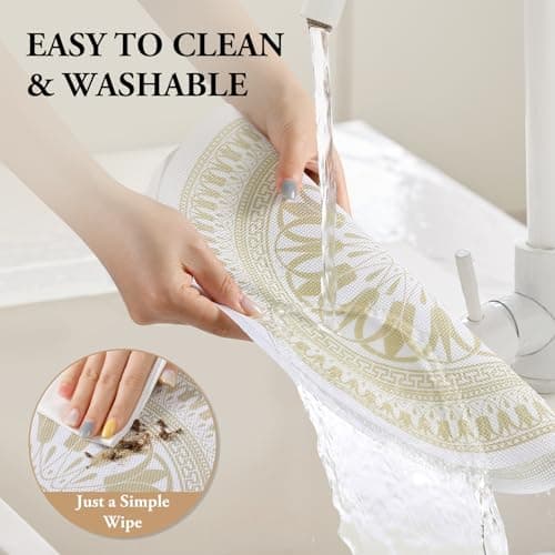 Kaixinbao Placemats Set of 4, Washable Wipeable Durable Lace PVC Vinyl Place Mats,Non Slip Table Mats for Kitchen Dining,Table Decor,Indoor,Outdoor,Everyday Use(4, Elegant Prints) - Thumbnail 4