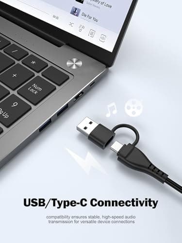 Bluedee Computer Speakers for Desktop PC, Dual Driver PC Speakers with RGB Lights, Plug & Play Compact Wired USB Speaker for Laptop & Desktop, USB or USB-C for Power & Audio - Thumbnail 5